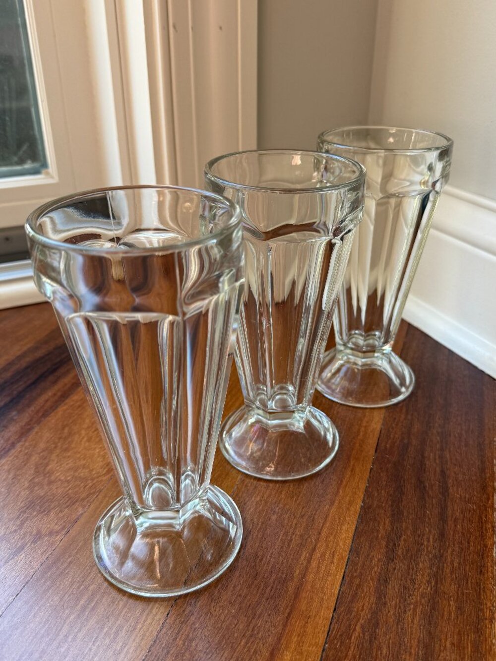 Three (3) Vintage Libbey Fountain Milk Shake Glass with Footed Base